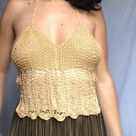 Crochet Knitted & Beaded Halter Top - Picture 1 of 7